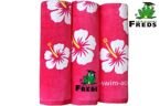 FREDS FSAR - Ręcznik plażowy hibiskus z weluru 70 x 140 cm - różowy